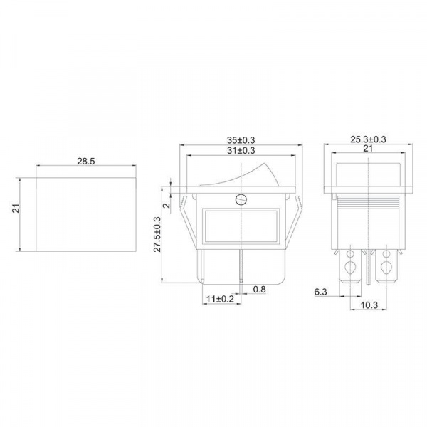 Выключатель клавишный 250В 16А (4с) ON-OFF с подсветкой зел. (RWB-502; SC-767; IRS-201-1) Rexant 36-2332